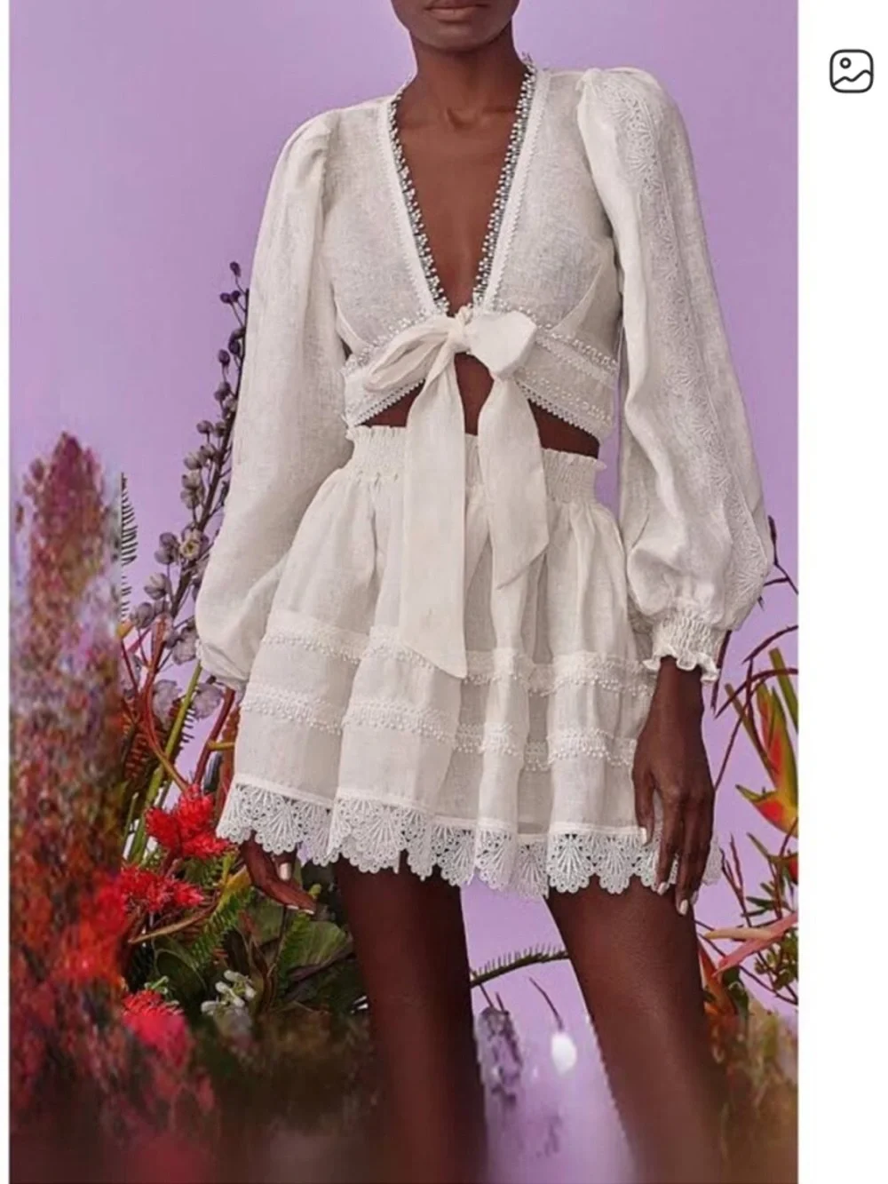 WAIMARI Chloe Smocked Linen Mini Skirt Size Small NWOT - Picture 3 of 7